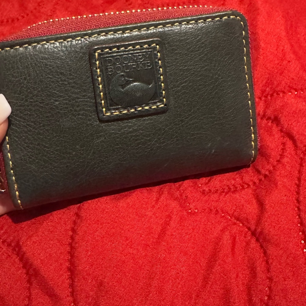 Dooney & Bourke Green and Red Leather Card Holder - Picture 4 of 9